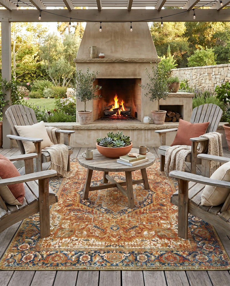 Patio Heritage Collection Area Rug -  Haven Rectangle Rust Red  lifestyle 52