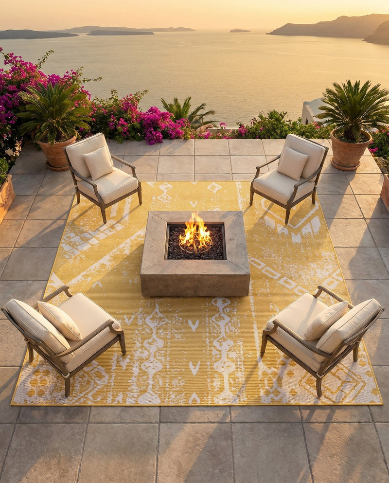 Desert Nomad Terrace Collection Area Rug - Sahara (Yellow) Square Yellow  lifestyle 67