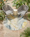 Seaside Blooms Collection Area Rug -  Blossom Round Gray Ivory Yellow  lifestyle 79