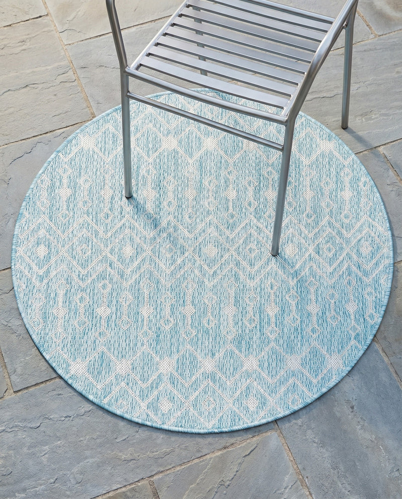 Savannah Pergola Collection Area Rug -  Pergola (Aqua) Round Aqua  lifestyle 68