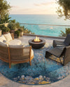 Urban Terrace Collection Area Rug -  Lanai Round Gradient Blue  lifestyle 72