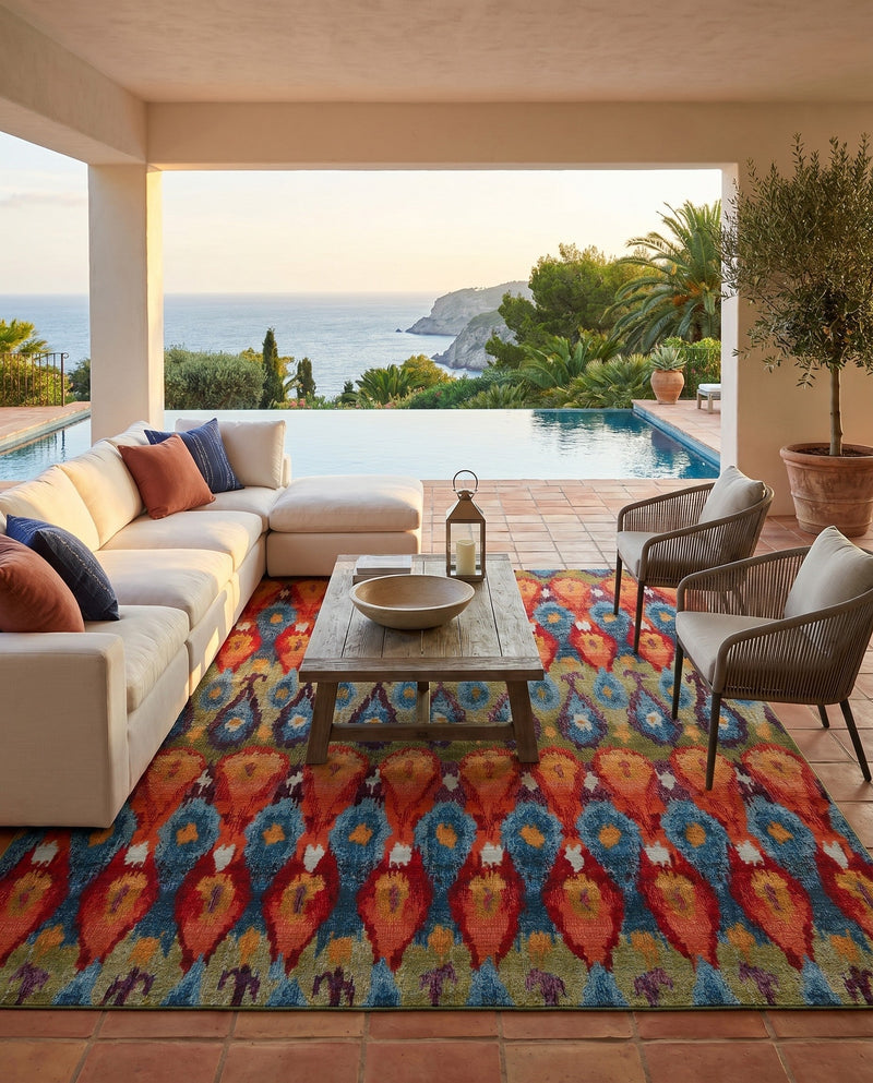 Urban Terrace Collection Area Rug -  Compass Rectangle Multi  lifestyle 35