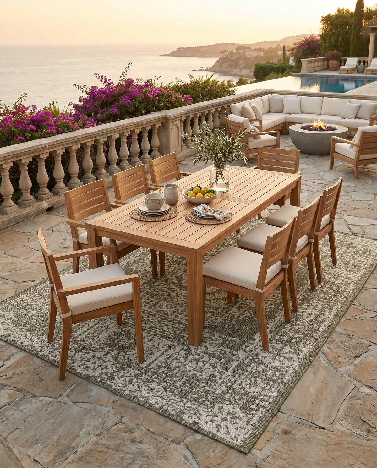 Patio Heritage Collection Area Rug - Savannah (Green) Rectangle Green  lifestyle 28