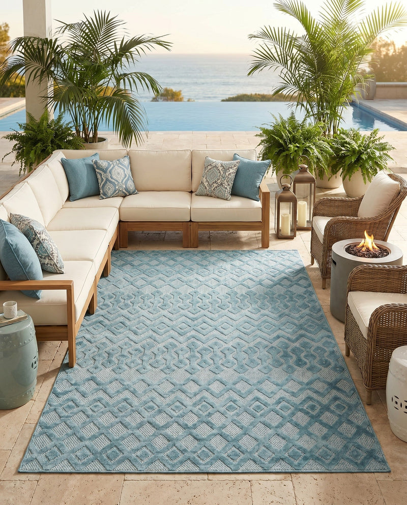 Garden Lattice Charm Collection Area Rug -  Pergola (Aqua) Rectangle Aqua  lifestyle 8