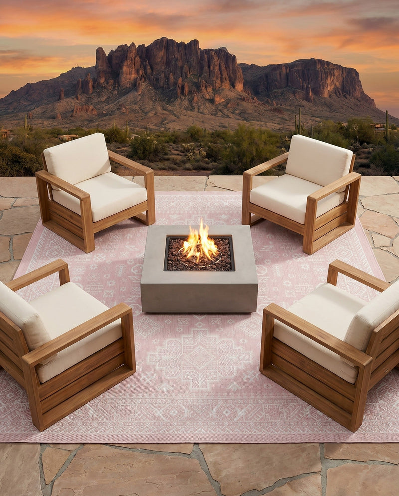 Tribal Terrace Treasures Collection Area Rug -  Incan Isle (Pink) Square Pink  lifestyle 46