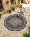 Patio Heritage Collection Area Rug -  Charleston (Charcoal Gray) Round Charcoal Gray  lifestyle 53