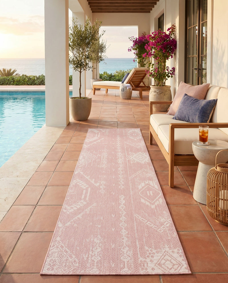 Desert Nomad Terrace Collection Area Rug - Sahara (Pink) Runner Pink  lifestyle 24