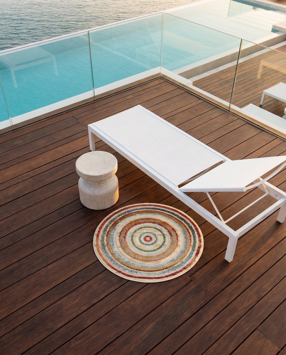 Outdoor Marrakesh Collection Area Rug -  Ouarzazate Round Multi Beige  lifestyle 88