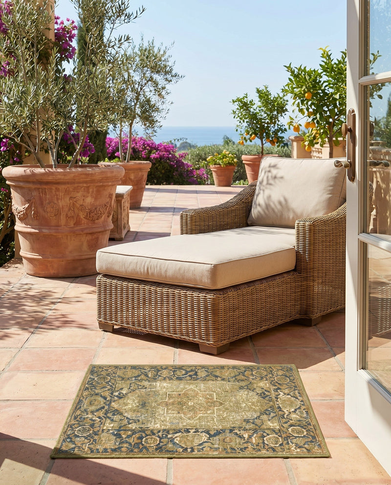 Patio Heritage Collection Area Rug -  Haven Rectangle Green  lifestyle 43