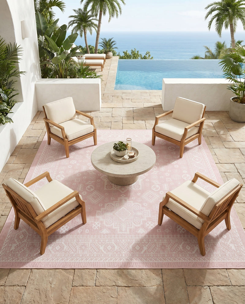 Tribal Terrace Treasures Collection Area Rug -  Incan Isle (Pink) Square Pink  lifestyle 47