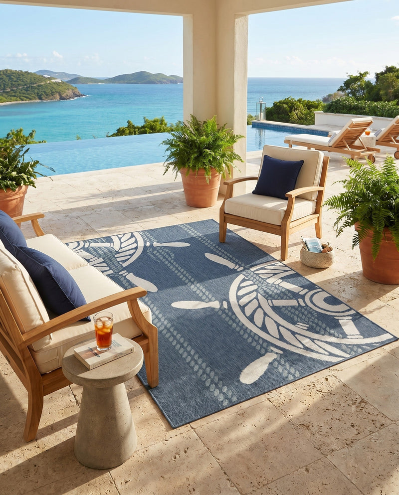 Seaside Haven Rugs Collection Area Rug - Harbor Rectangle Navy Blue  lifestyle 11