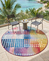 Urban Terrace Collection Area Rug -  Atrium Round Multi  lifestyle 51