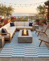 Seaside Stripes Collection Area Rug - Cabana (Light Aqua) Rectangle Light Aqua  lifestyle 10