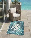 Seaside Blooms Collection Area Rug -  Provence Rectangle Teal blue  lifestyle 21