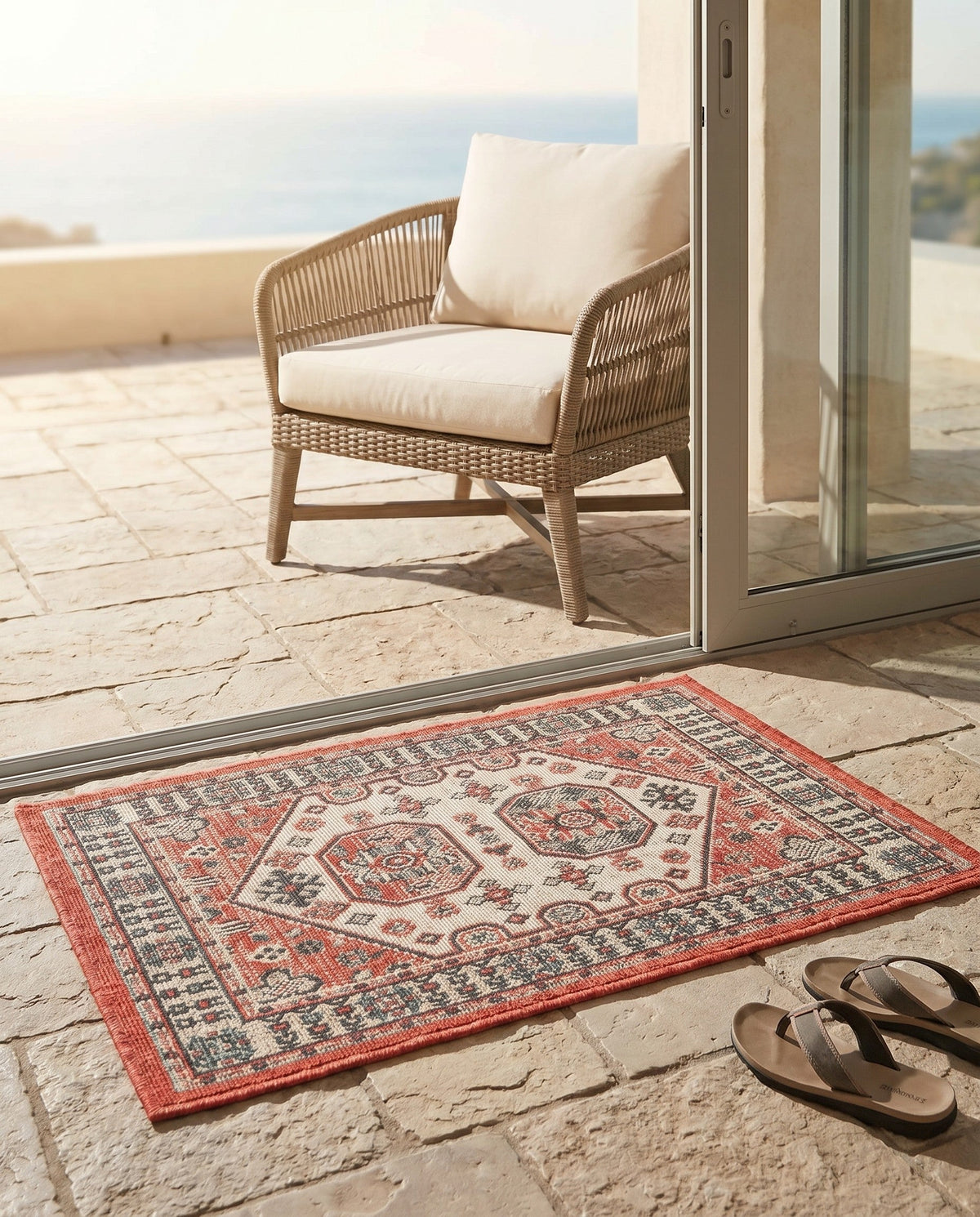 Patio Heritage Collection Area Rug - Veranda Rectangle Multi  lifestyle 24