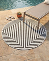 Urban Terrace Collection Area Rug -  Astoria (White and Black) Round White and Black  lifestyle 40
