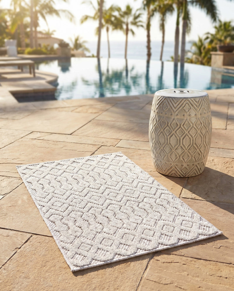Garden Lattice Charm Collection Area Rug -  Pergola (Grey) Rectangle Grey  lifestyle 17