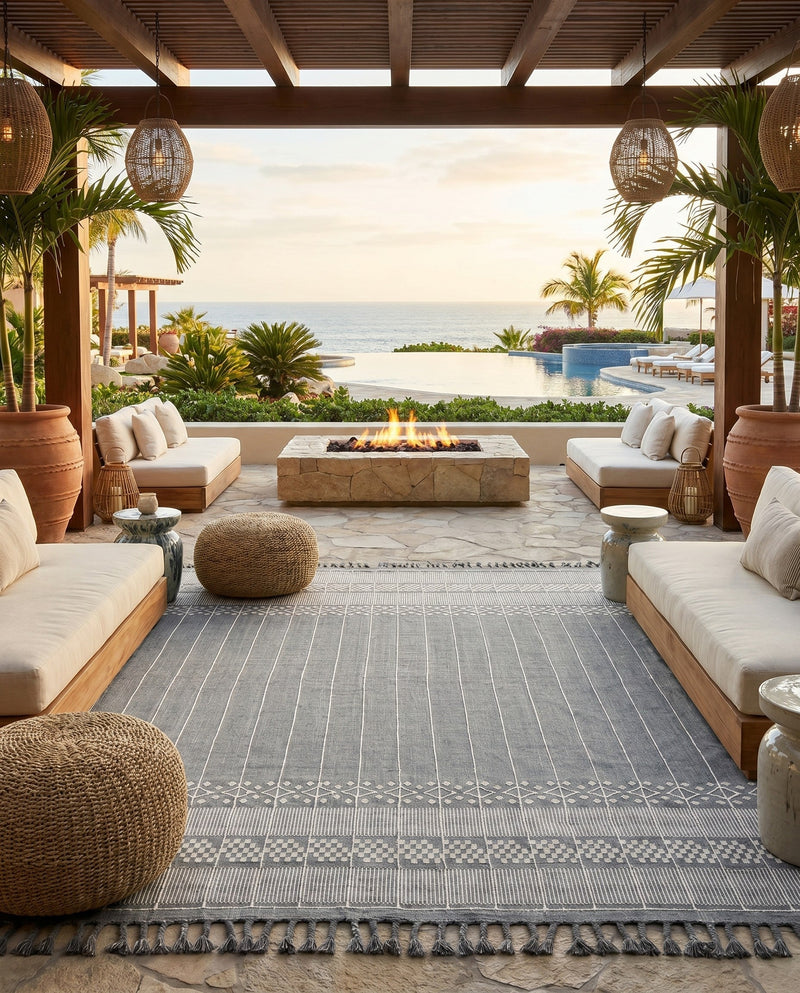 Sustainable Nomad Terrace Collection Area Rug - Reef Rectangle Cool Gray  lifestyle 25
