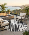 Urban Terrace Collection Area Rug -  Riverside Round Black and White  lifestyle 64