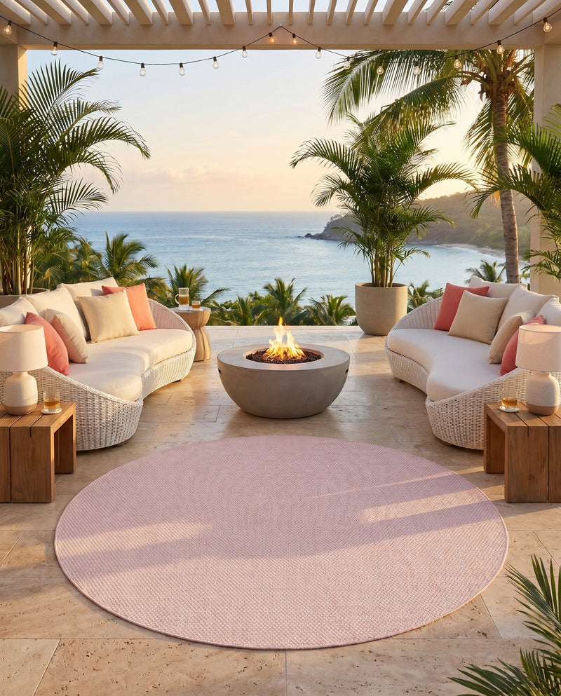 Seaside Serenity Collection Area Rug - Veranda (Whisper Pink) Round Whisper Pink  lifestyle 51