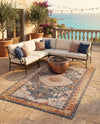 Patio Heritage Collection Area Rug -  Courtyard Rectangle Navy Blue and Light Pink  lifestyle 20
