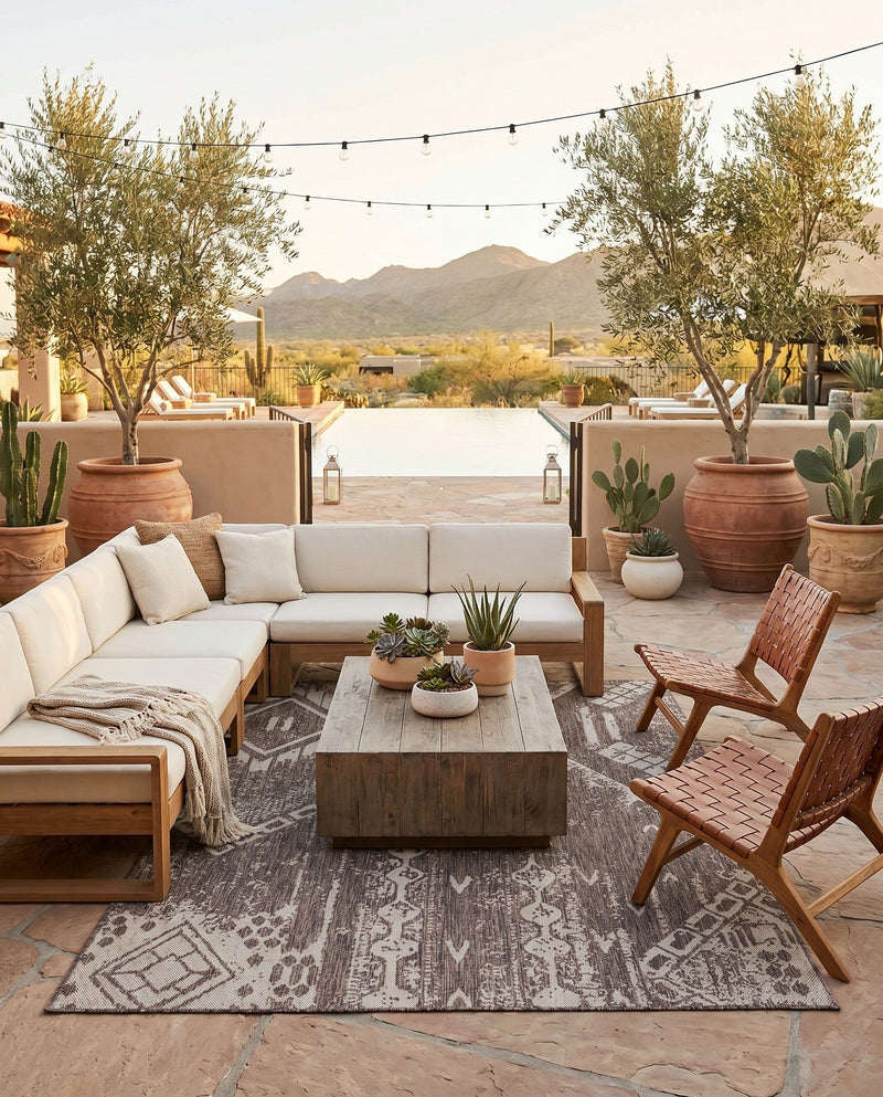 Desert Nomad Terrace Collection Area Rug - Sahara (Brown) Rectangle Brown  lifestyle 13