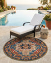 Patio Heritage Collection Area Rug -  Grove Round Navy Blue and Rust Red  lifestyle 68