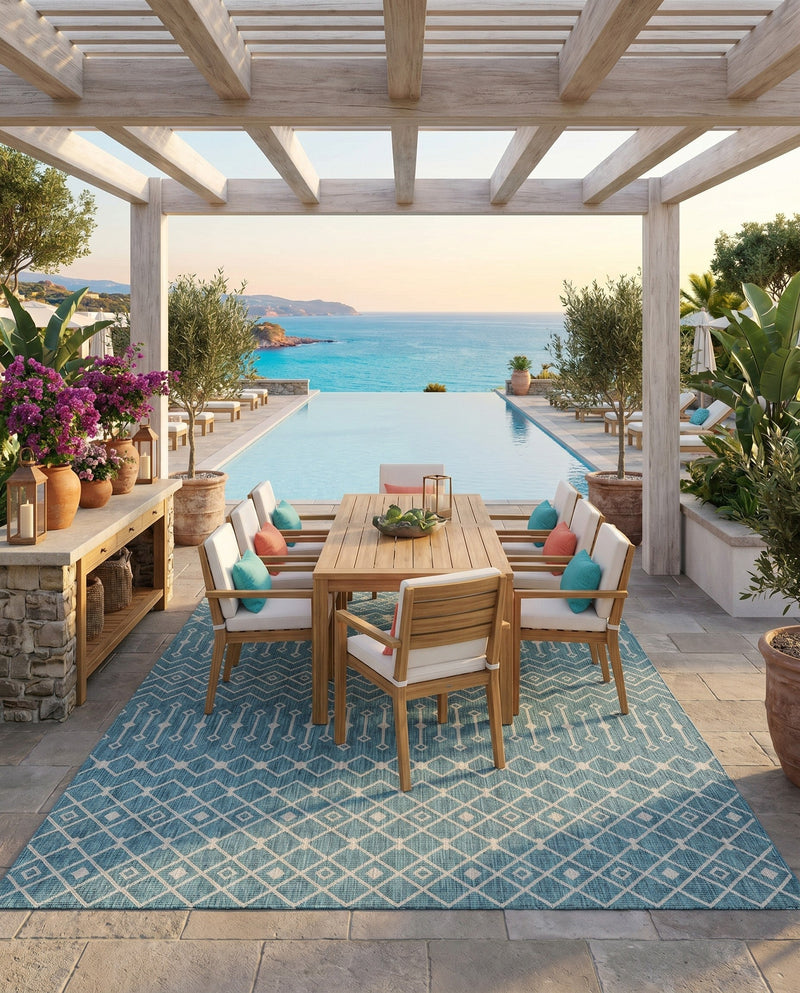 Savannah Pergola Collection Area Rug -  Pergola (Teal) Rectangle Teal  lifestyle 22