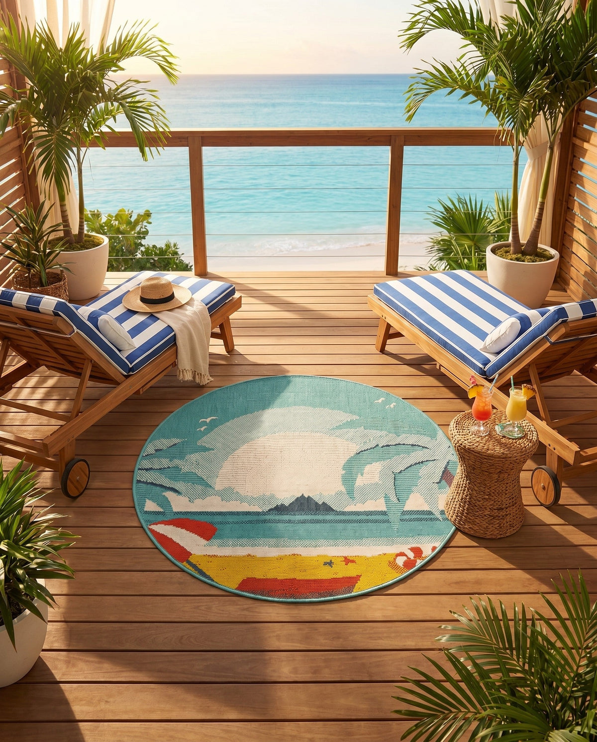 Seaside Haven Rugs Collection Area Rug -  Dockside Round Multi  lifestyle 87
