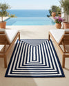 Sustainable Strands Indoor-Outdoor Oasis Collection Area Rug - Harborview Rectangle Navy Blue and White  lifestyle 24