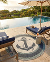 Seaside Haven Rugs Collection Area Rug -  Coralreef Round Navy Blue  lifestyle 69