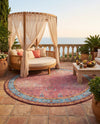 Patio Heritage Collection Area Rug -  Serenity Round Vintage Salmon Coral  lifestyle 38