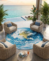 Urban Terrace Collection Area Rug -  Pergola Round Blue  lifestyle 65