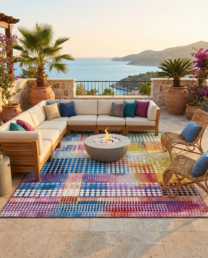 Urban Terrace Collection Area Rug -  Atrium Rectangle Multi  lifestyle 6