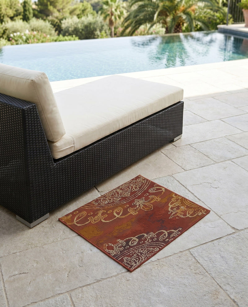 Urban Terrace Collection Area Rug -  Veranda Rectangle Rust Red  lifestyle 24