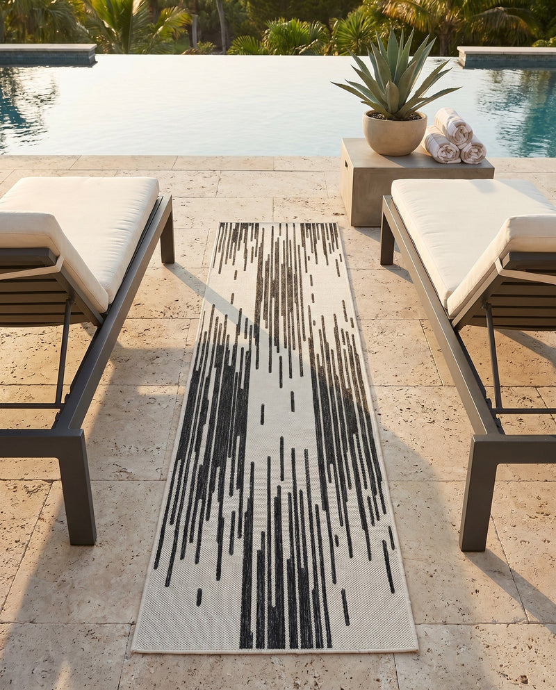 Urban Terrace Collection Area Rug -  Riverside Runner Black and White  lifestyle 78