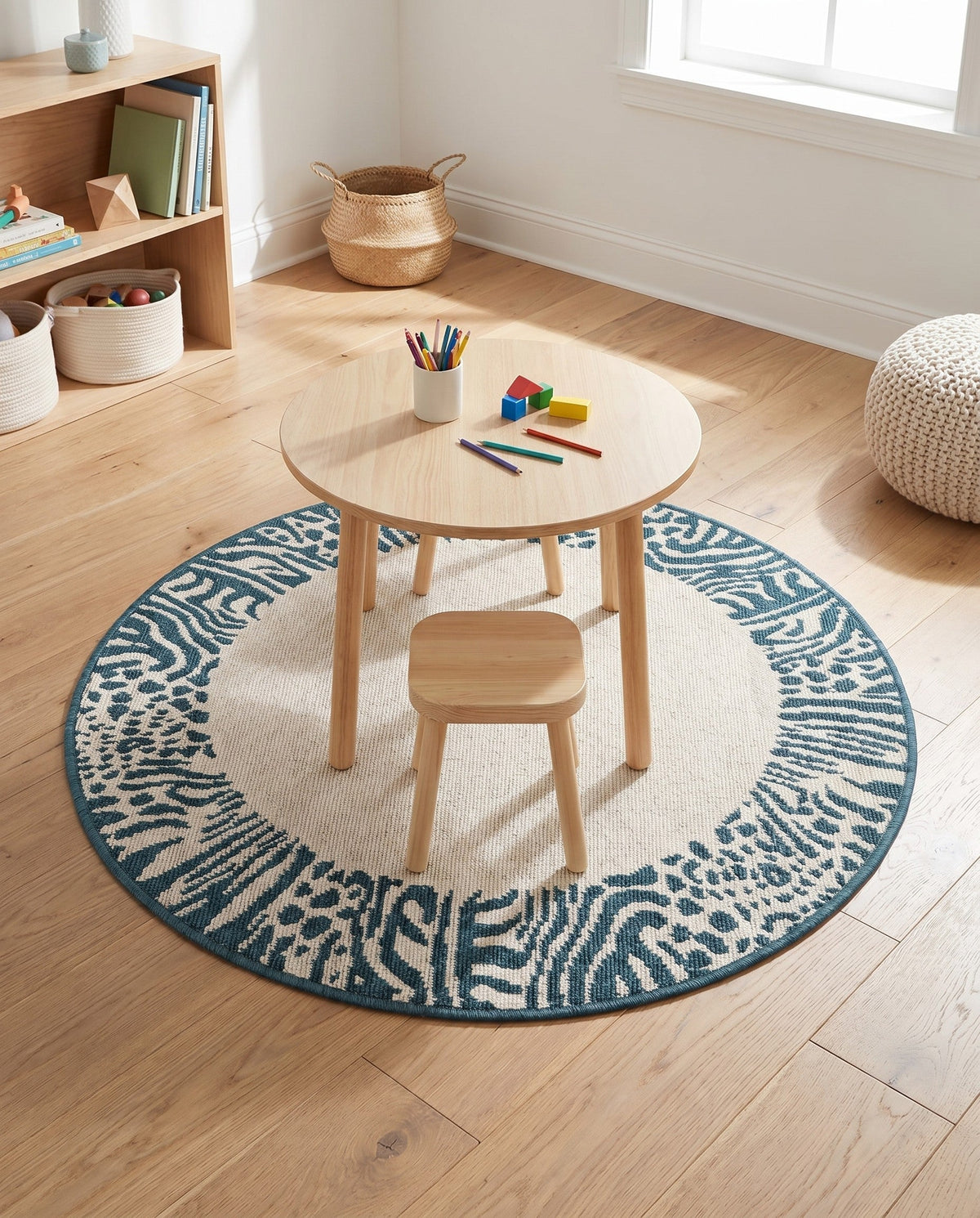 Savannah Escape Collection Area Rug - Serengeti Round Ivory  lifestyle 87