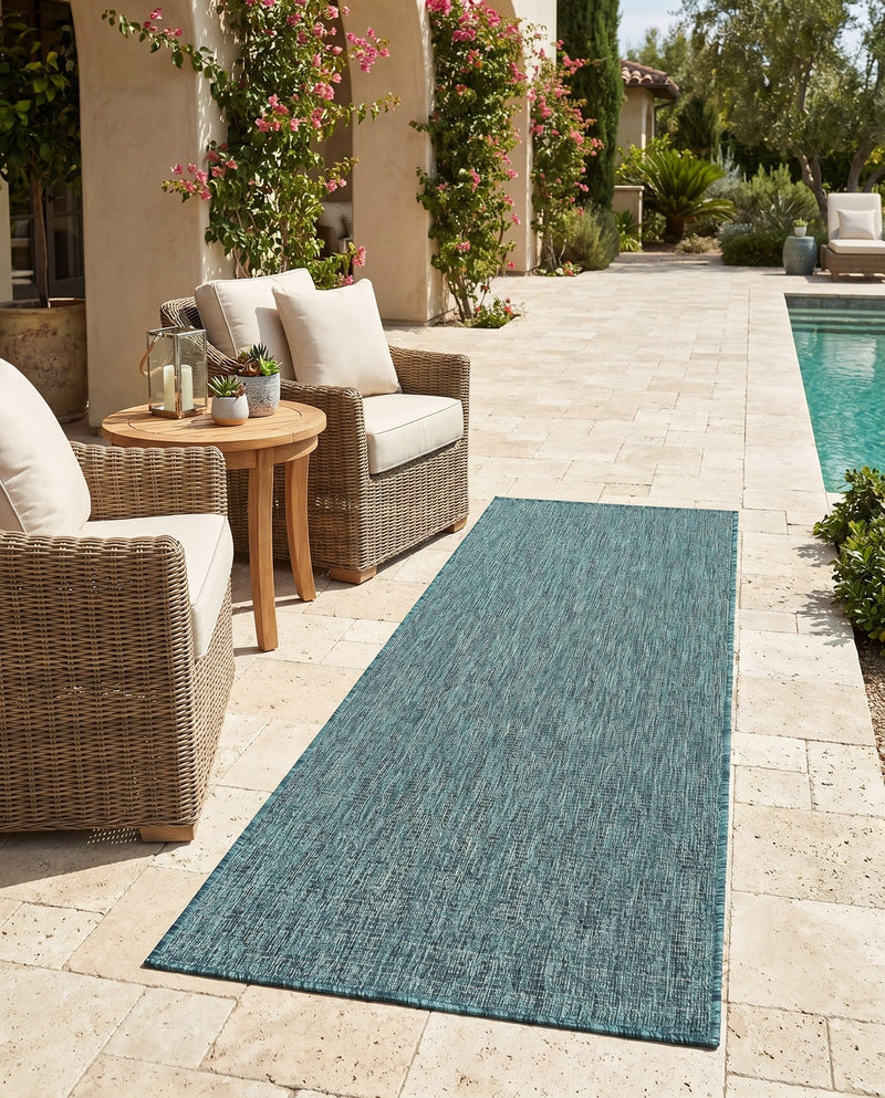 Seaside Serenity Collection Area Rug - Veranda (Teal) Runner Teal  lifestyle 33