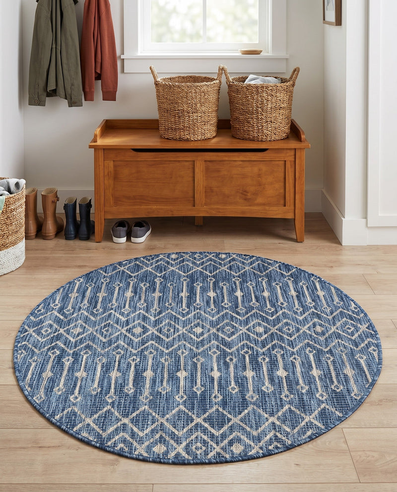 Savannah Pergola Collection Area Rug -  Pergola (Blue) Round Blue  lifestyle 90