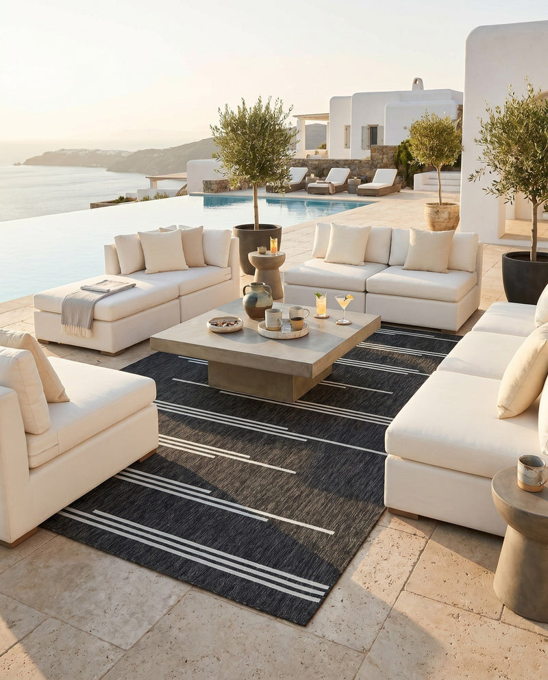 Urban Terrace Collection Area Rug -  Brooklyn Rectangle Black and White  lifestyle 50