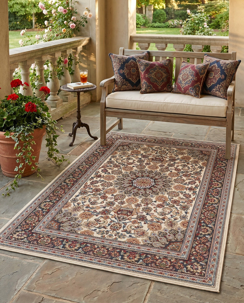 Patio Heritage Collection Area Rug -  Bower Rectangle Ivory  lifestyle 68