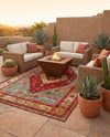 Patio Heritage Collection Area Rug -  Arbor Rectangle Red Green Blue  lifestyle 14