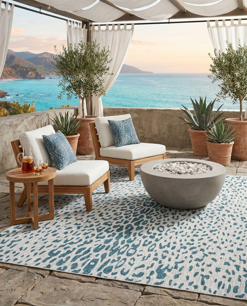 Savannah Escape Collection Area Rug - Serengeti Rectangle Teal  lifestyle 21
