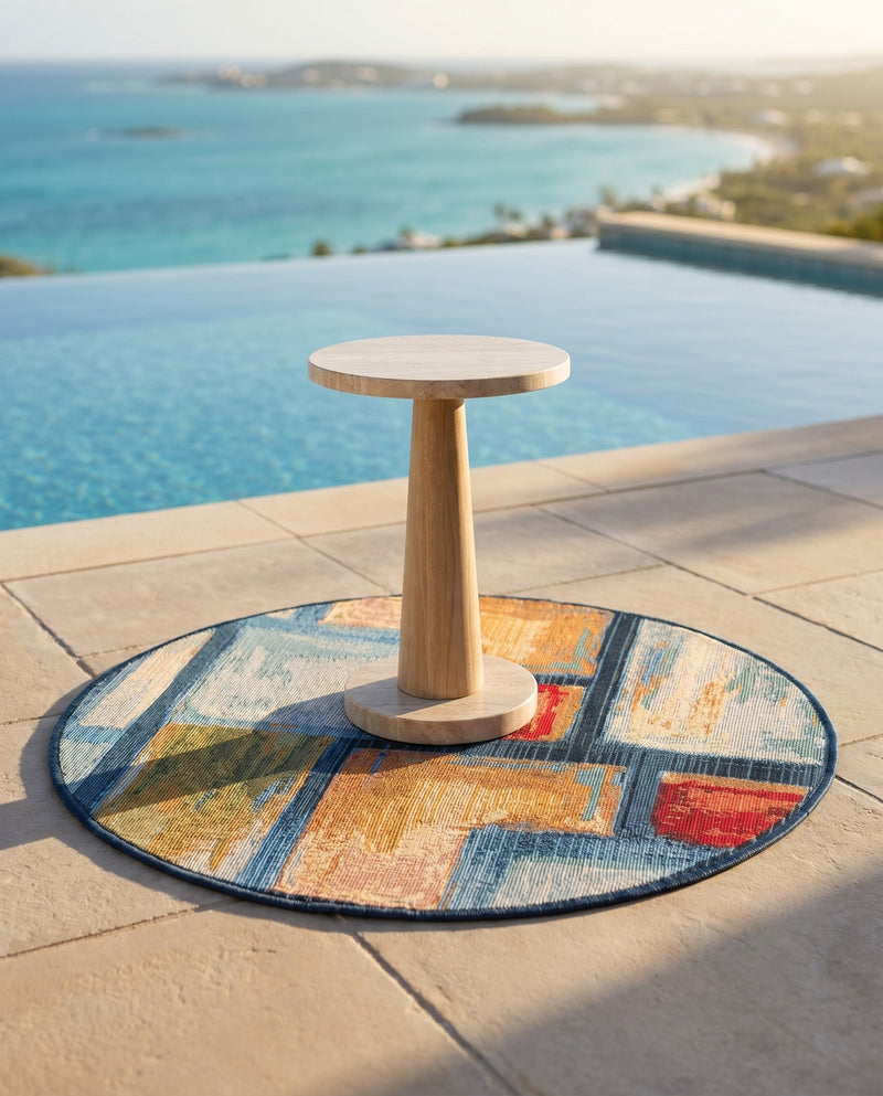 Urban Terrace Collection Area Rug -  Portico Round Multi  lifestyle 80