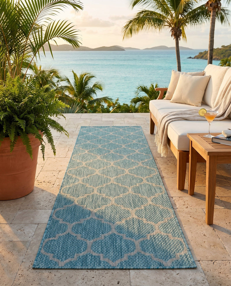 Savannah Pergola Collection Area Rug - Arbor (Aquamarine) Runner Aquamarine  lifestyle 42