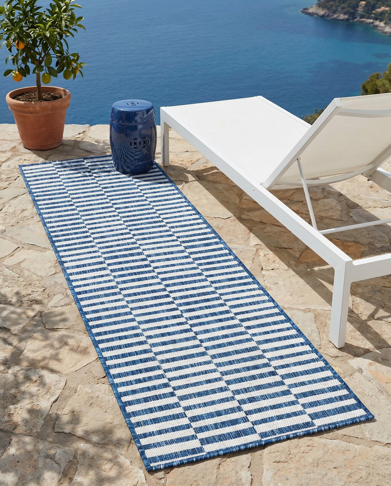 Seaside Stripes Collection Area Rug - Cabana (Blue) Runner Blue  lifestyle 67