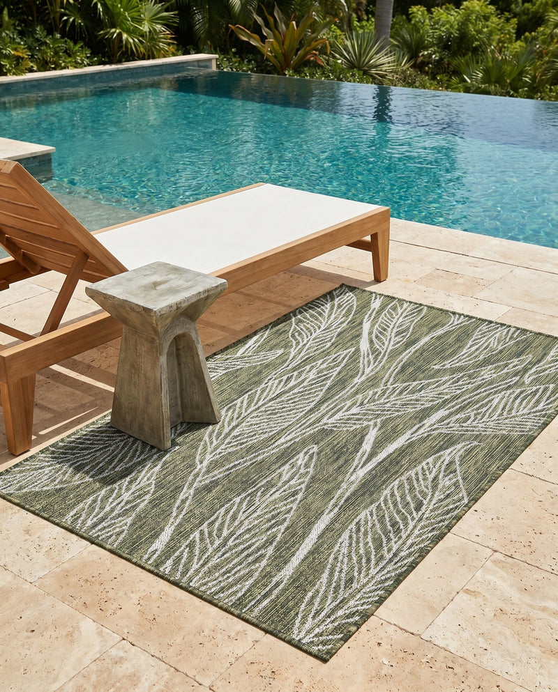 Seaside Blooms Collection Area Rug -  Evergreen (Green) Rectangle Green  lifestyle 23