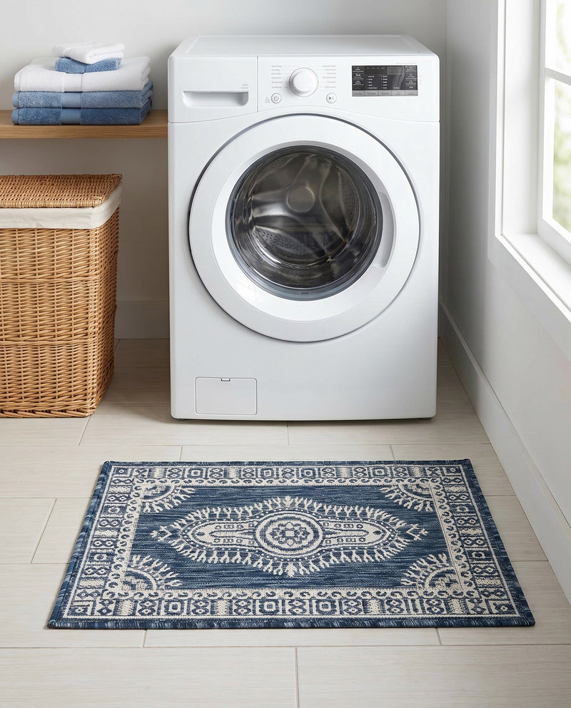 Patio Heritage Collection Area Rug -  Biloxi Rectangle Blue  lifestyle 21