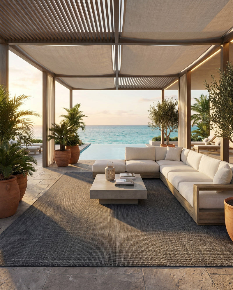 Seaside Serenity Collection Area Rug - Veranda (Black) Rectangle Black  lifestyle 43