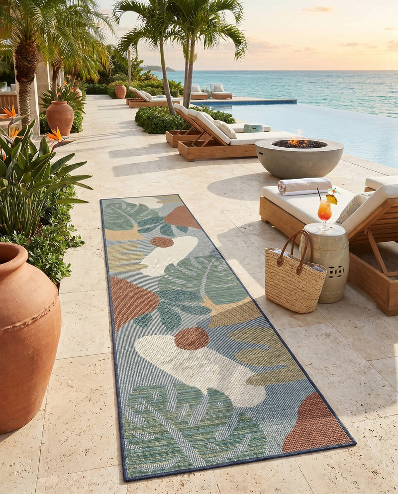 Coastal Terrace Collection Area Rug -  Boardwalk Runner Blue  lifestyle 46